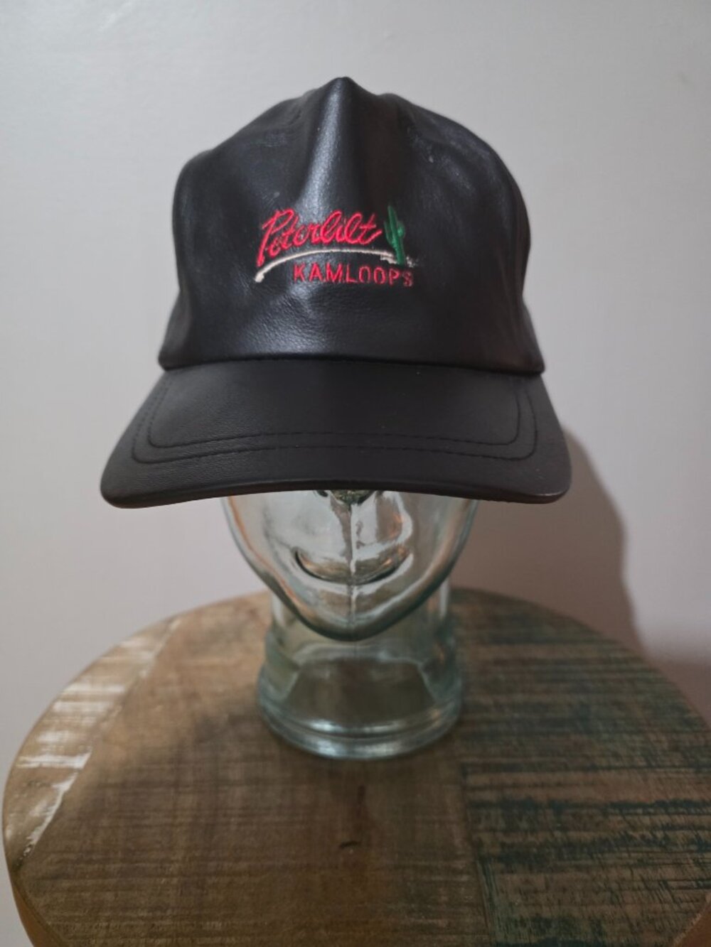 Vintage Peterbilt Kamloops 100% Leather Adjustable Cap Hat